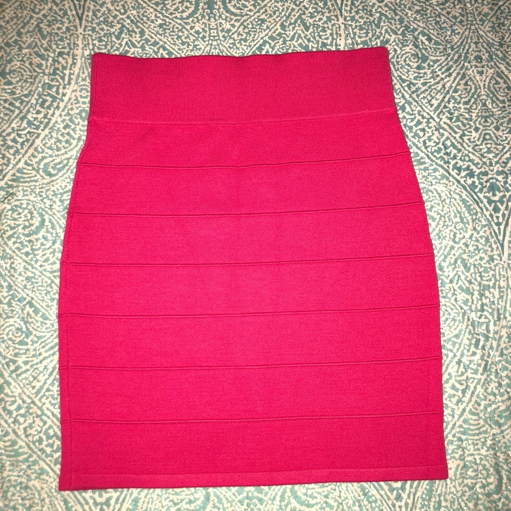 Electric pink banded mini skirt